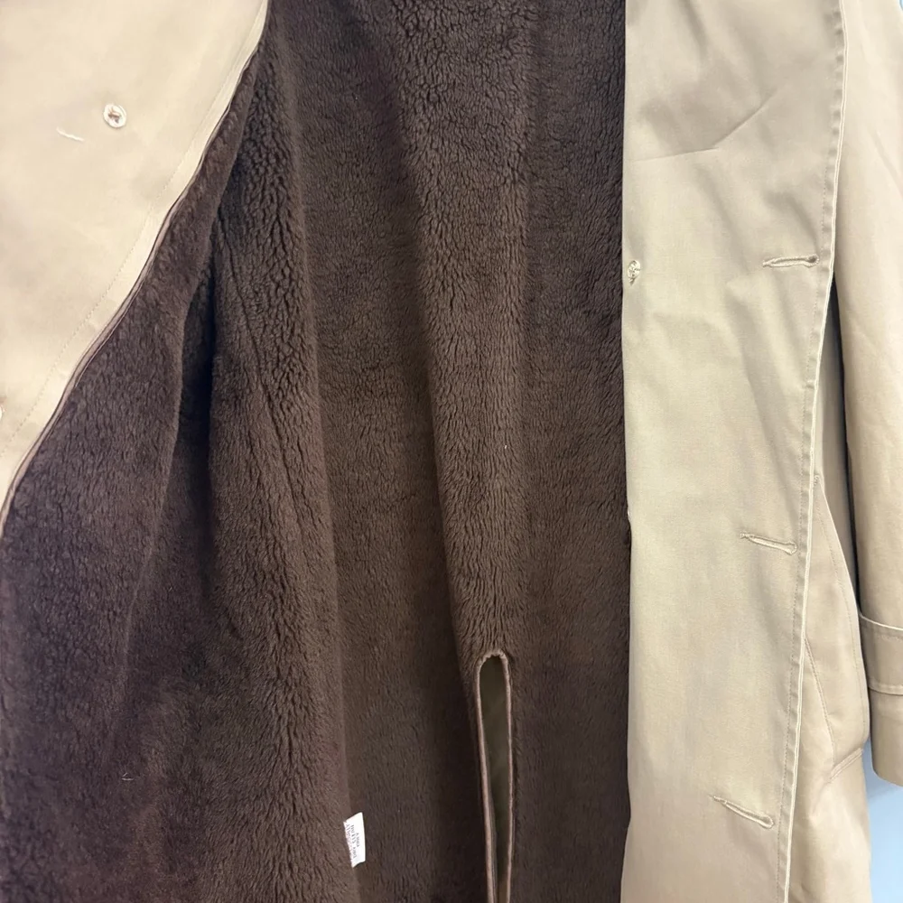 VTG Botany Weathertopper Beige Trench Coat XL with Brown Lining